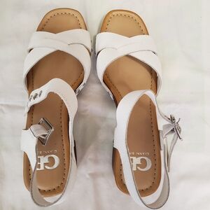 Gianni Bini White Women's Cross-Strap Sandals Size 8M